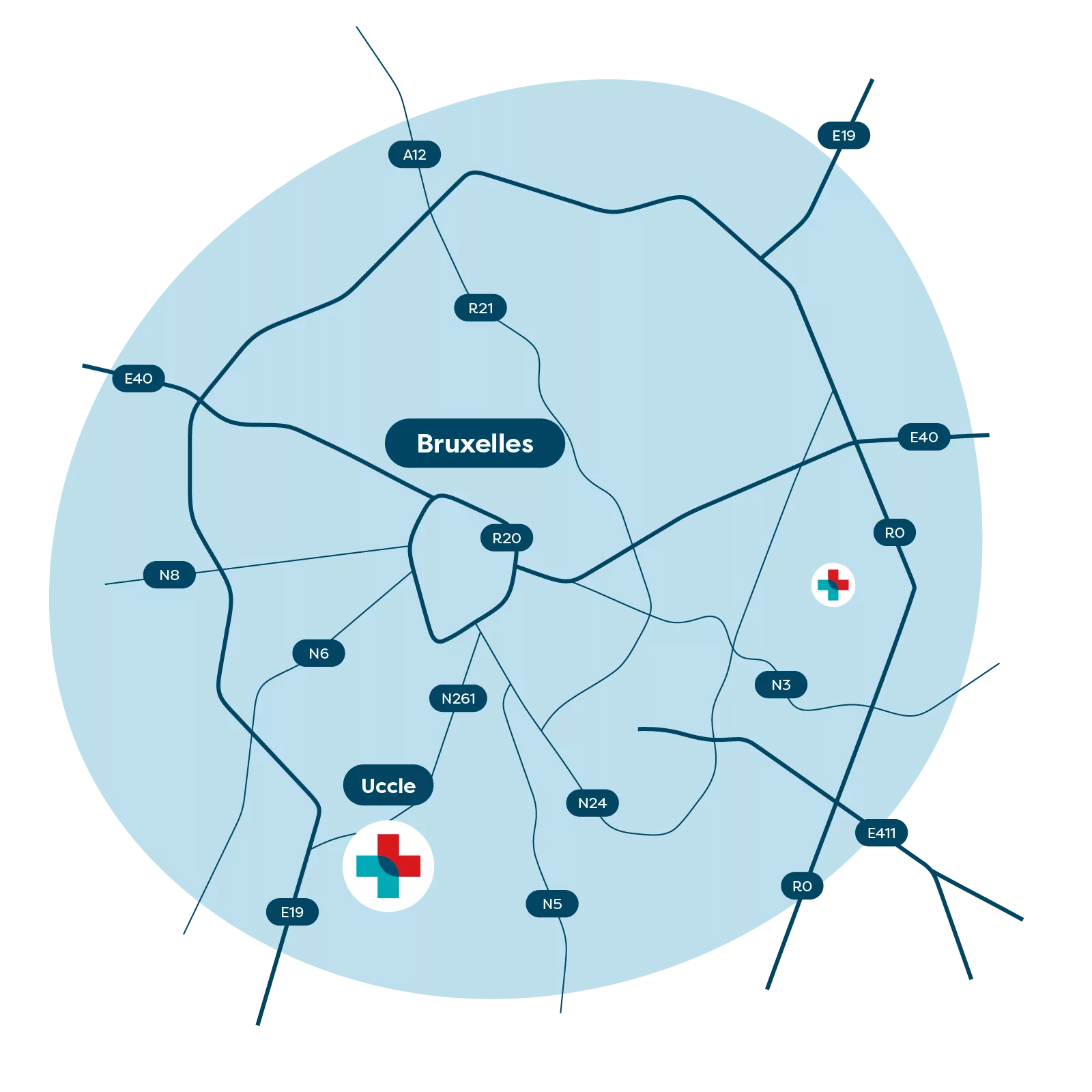 Carte de notre centre à Uccle